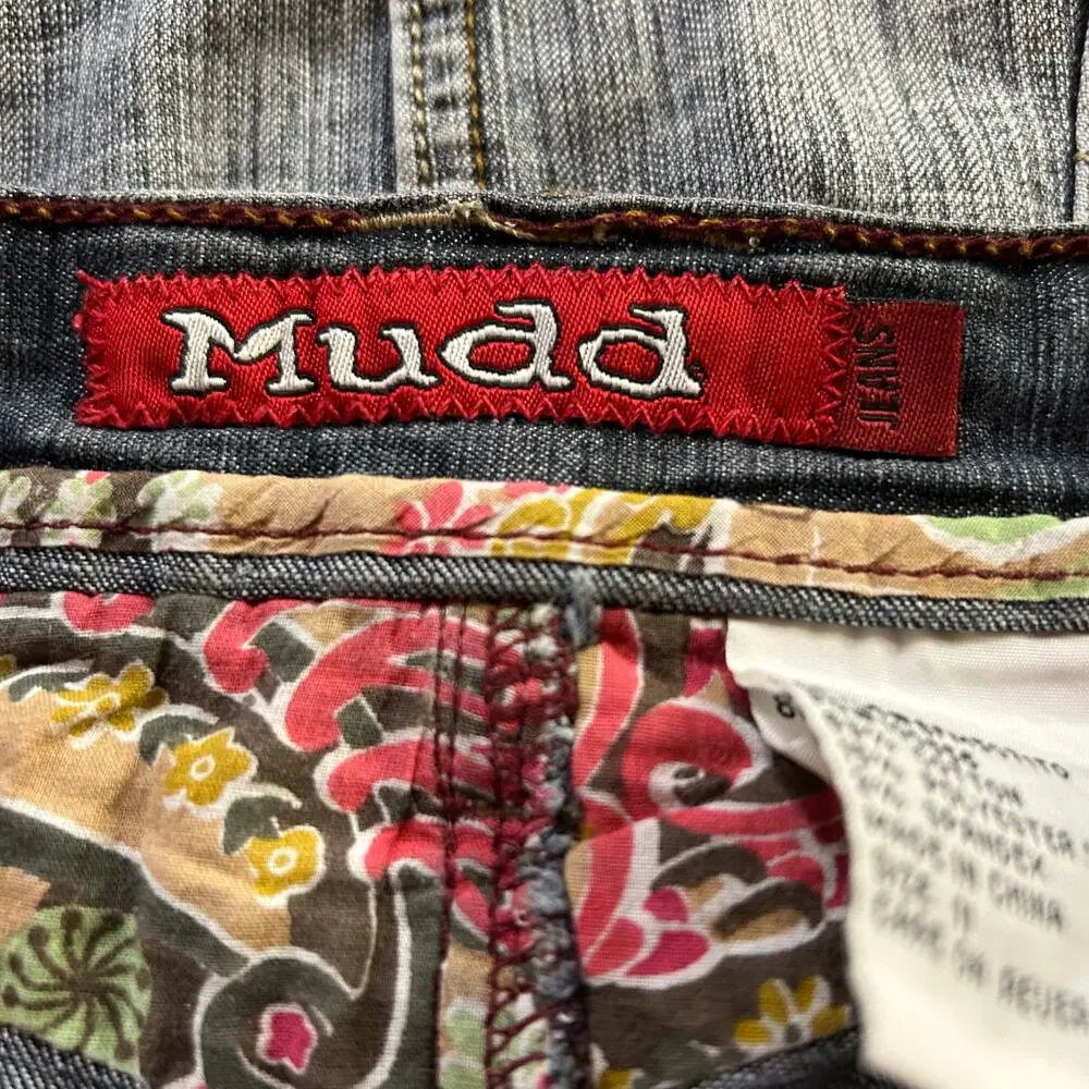 Y2K Mudd Denim Gray Blue Mini Skirt Womens Juniors 11 Grunge Indie Going Out